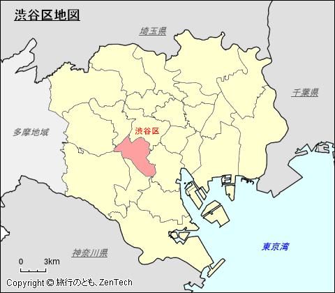 東京23区、渋谷区地図