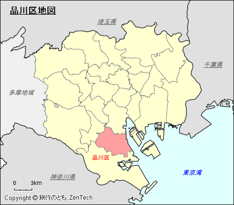 東京23区、品川区地図