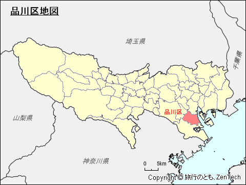 東京都東京都、品川区地図