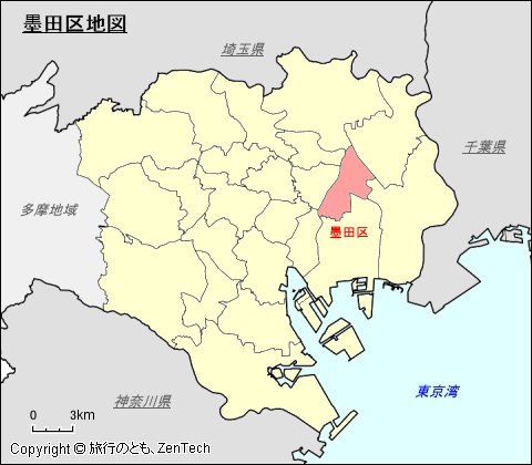 東京23区、墨田区地図