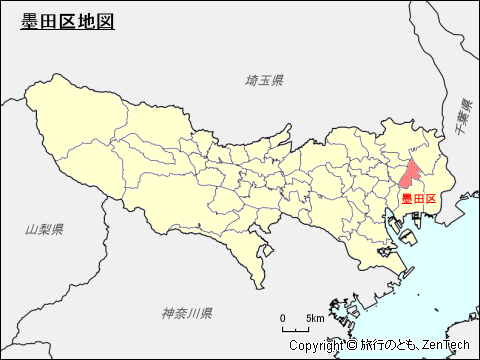 東京都東京都、墨田区地図