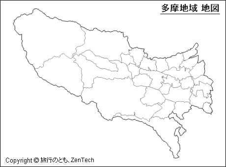 多摩地域 白地図（中サイズ）