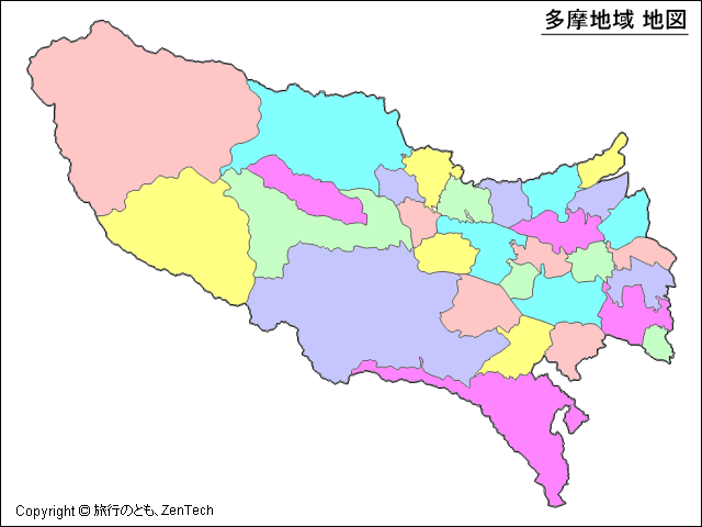 色分け多摩地域 地図