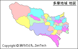 色付き多摩地域 地図（小サイズ）