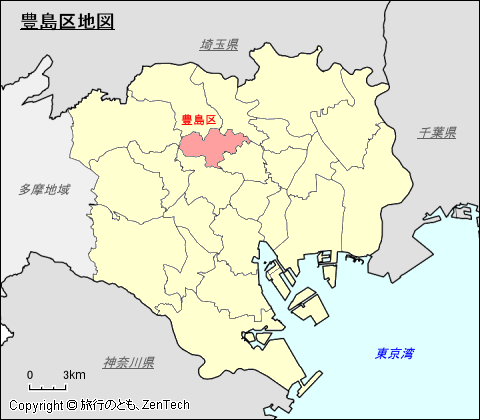 東京23区、豊島区地図