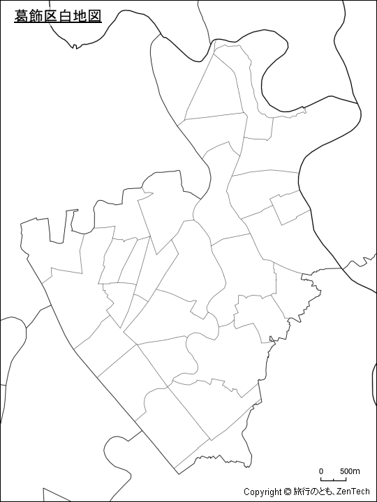 葛飾区白地図、区内の町区分