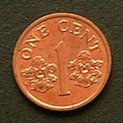 シンガポール 1セント コイン 表面