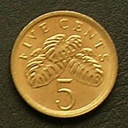 シンガポール 5セント コイン 表面