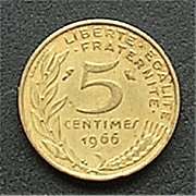 フランス ５サンチーム コイン 表面