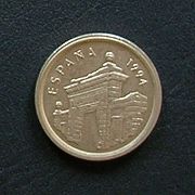 スペイン ５ペセタ 硬貨 裏面