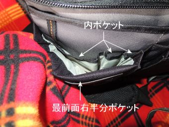 最前面右半分ポケットの内ポケット