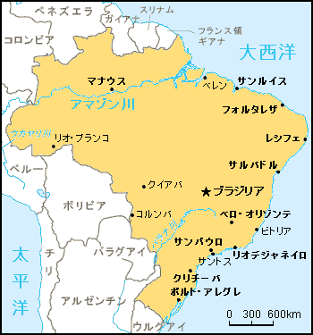 日本語版のブラジル地図
