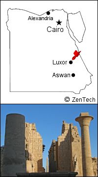 ルクソール地図とカルナック神殿の写真