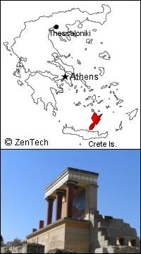 イラクリオン地図とクノッソス神殿の写真