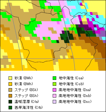 アフガニスタン気候区分地図