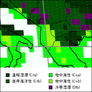 アルバニア気候区分地図