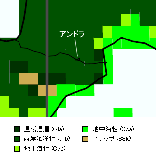 アンドラ気候区分地図