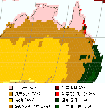 ノーザンテリトリー気候区分地図