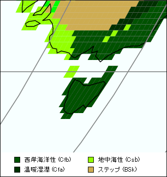 タスマニア島 気候区分地図