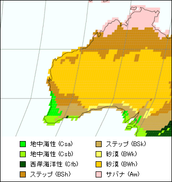 西オーストラリア州 気候区分地図