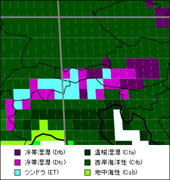 チロル気候区分地図