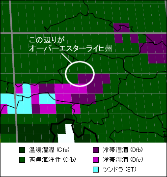 オーバーエスターライヒ気候区分地図