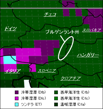 ブルゲンラント州気候区分地図 ブルゲンラント州気候区分地図