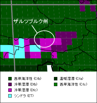 ザルツブルク州気候区分地図 ザルツブルク州気候区分地図