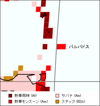 バルバドス気候区分地図