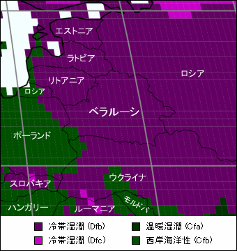 ベラルーシ気候区分地図