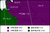 ベラルーシ気候区分地図