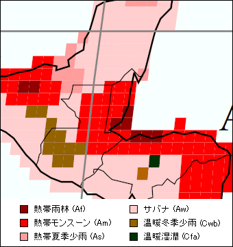 ベリーズ気候区分地図 ベリーズ気候区分地図