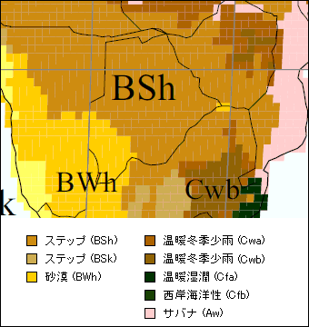 ボツワナ気候区分地図 ボツワナ気候区分地図