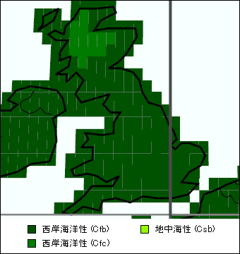 ノース・イースト・イングランド気候区分地図