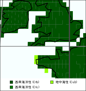 サウス・ウェスト・イングランド気候区分地図