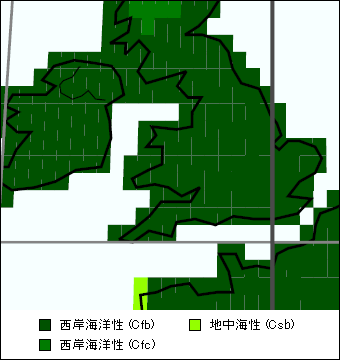 ウェールズ気候区分地図 ウェールズ気候区分地図
