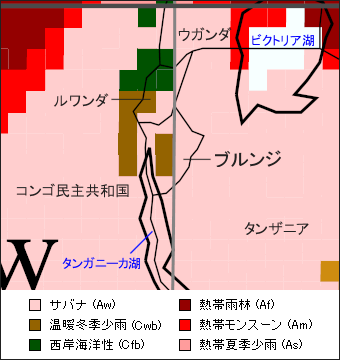ブルンジ気候区分地図
