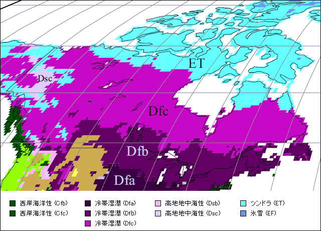 カナダ気候区分地図