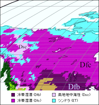 ノースウェスト準州気候区分地図