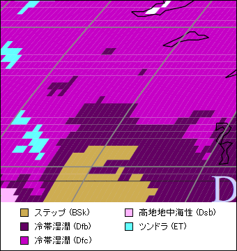 アルバータ州気候区分地図