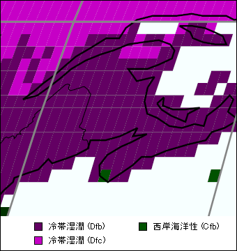 ニューブランズウィック州気候区分地図