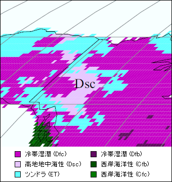 ユーコン準州気候区分地図