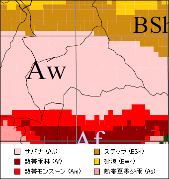 中央アフリカ共和国気候区分地図 中央アフリカ共和国気候区分地図