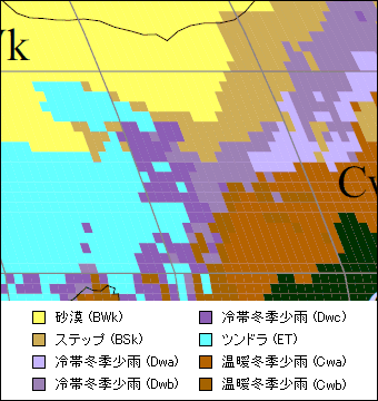 甘粛省気候区分地図