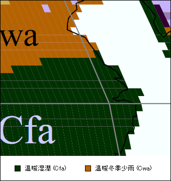 江蘇省気候区分地図
