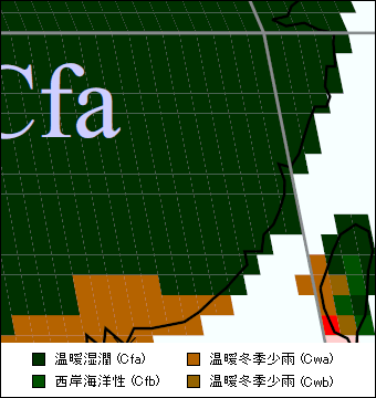 江西省気候区分地図