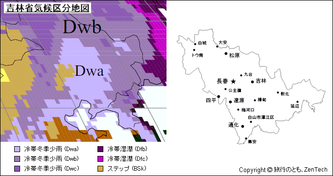 吉林省気候区分地図