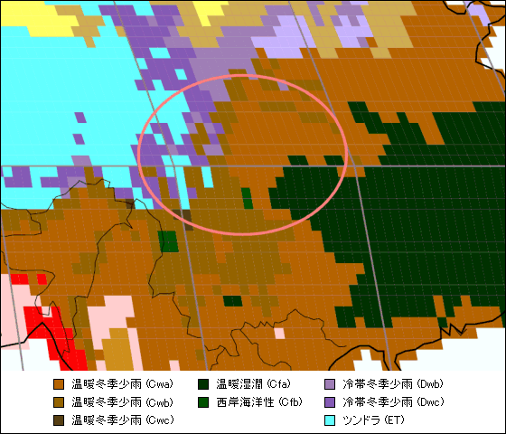 四川省気候区分地図