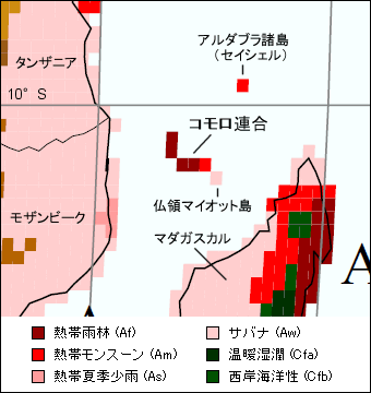コモロ気候区分地図