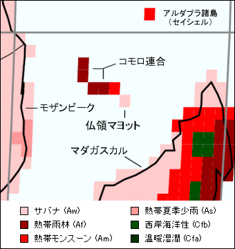 フランス領マヨット気候区分地図 フランス領マヨット気候区分地図
